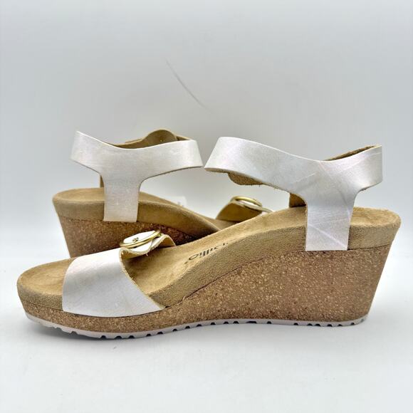 Papillio by Birkenstock Womens Soley Wedge Sandal EU 39 US 8 Silver Leather NWOB - Picture 7 of 12